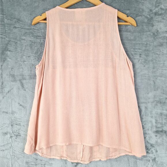 Womens Top Medium Boho Crochet Lace Peasant Gauze Cottagecore Hippie Dainty Tank - Picture 5 of 5